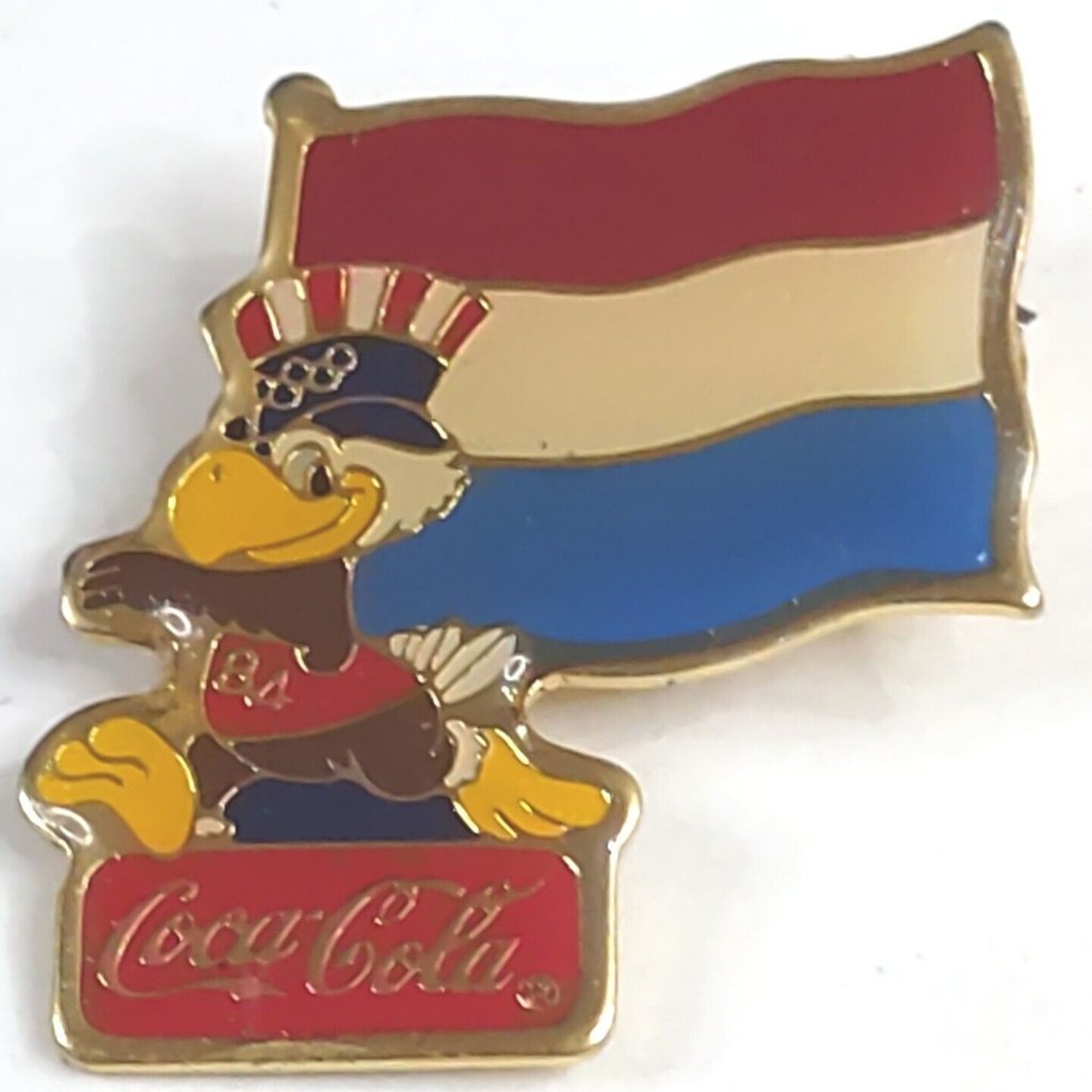 1984 Olympics Luxembourg Coca Cola Los Angeles Official International Pin Sam